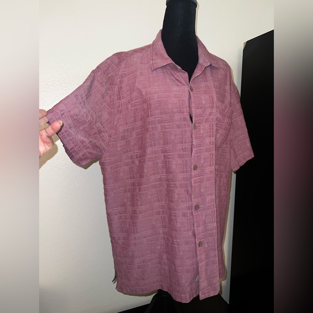 Tommy Bahama Mens‎ Red Textured Short Sleeve Casual Button Down Shirt XL